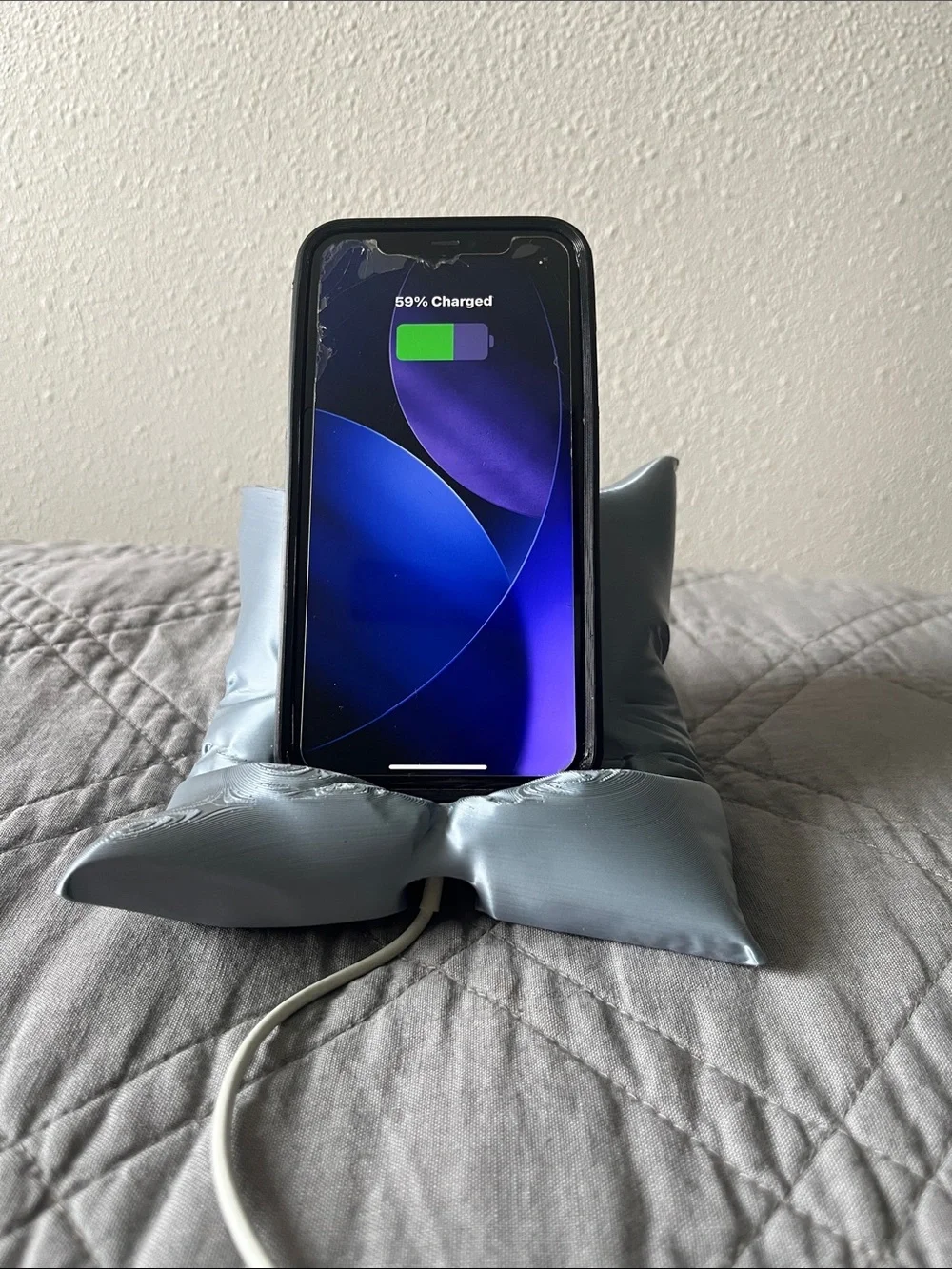 Satin-Look Silver phone Display Pillow